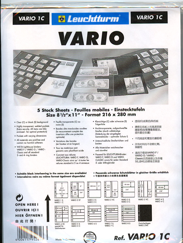 25 NEW Lighthouse VARIO 1C stock pages (clear sheets)